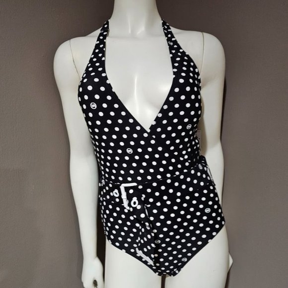 Michael Kors Belted Halter One-Piece Swimsuit - Picture 2 of 11
